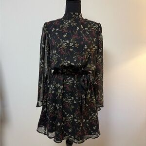 BB Dakota Black Floral Long Sleeve Dress